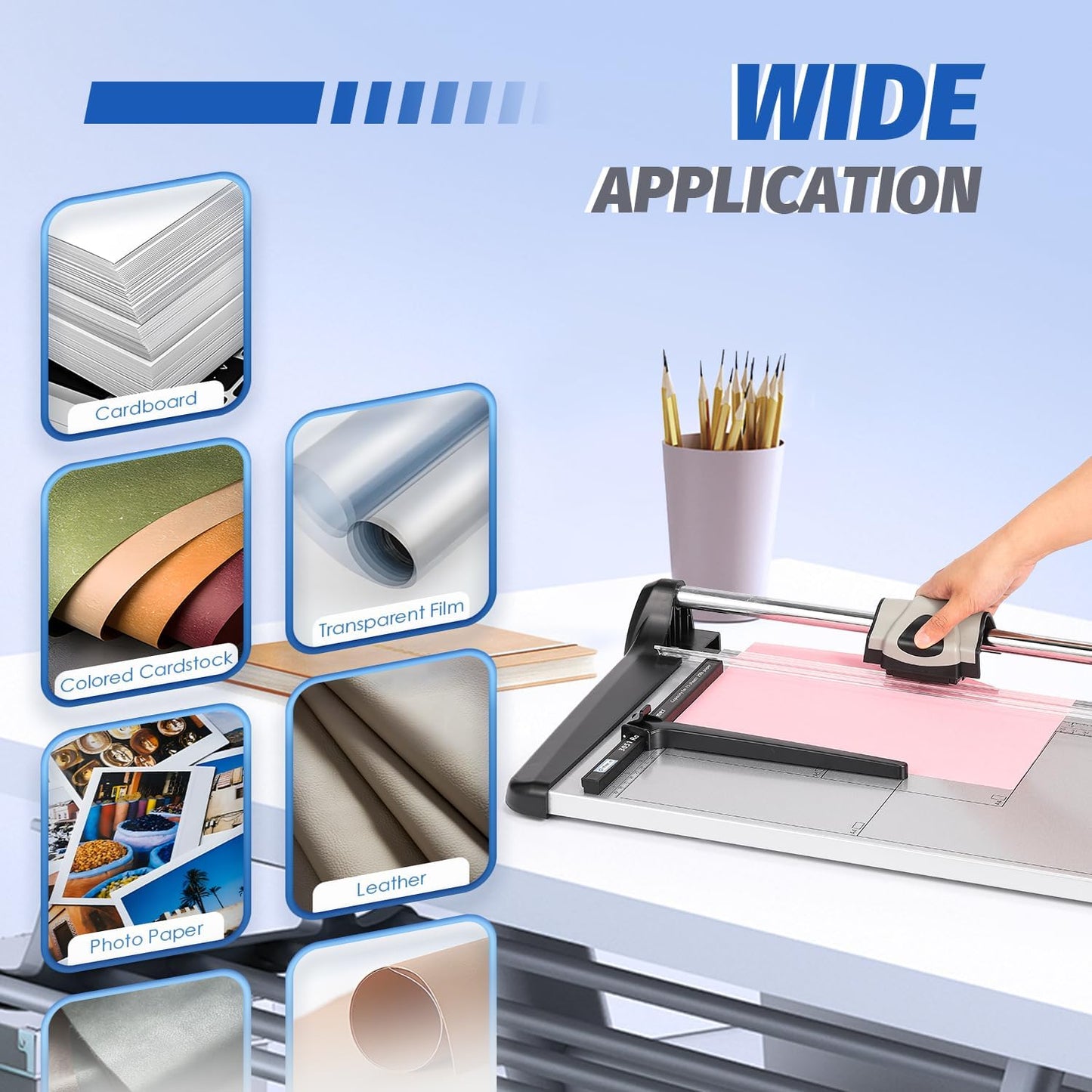 Rotary Paper Trimmer, 15 Sheets Heavy Duty Paper Trimmer, 480mm(18.90") Cutting Length, Commercial Grade Rotary Paper Cutter for Home/Office/School, Black & Silver