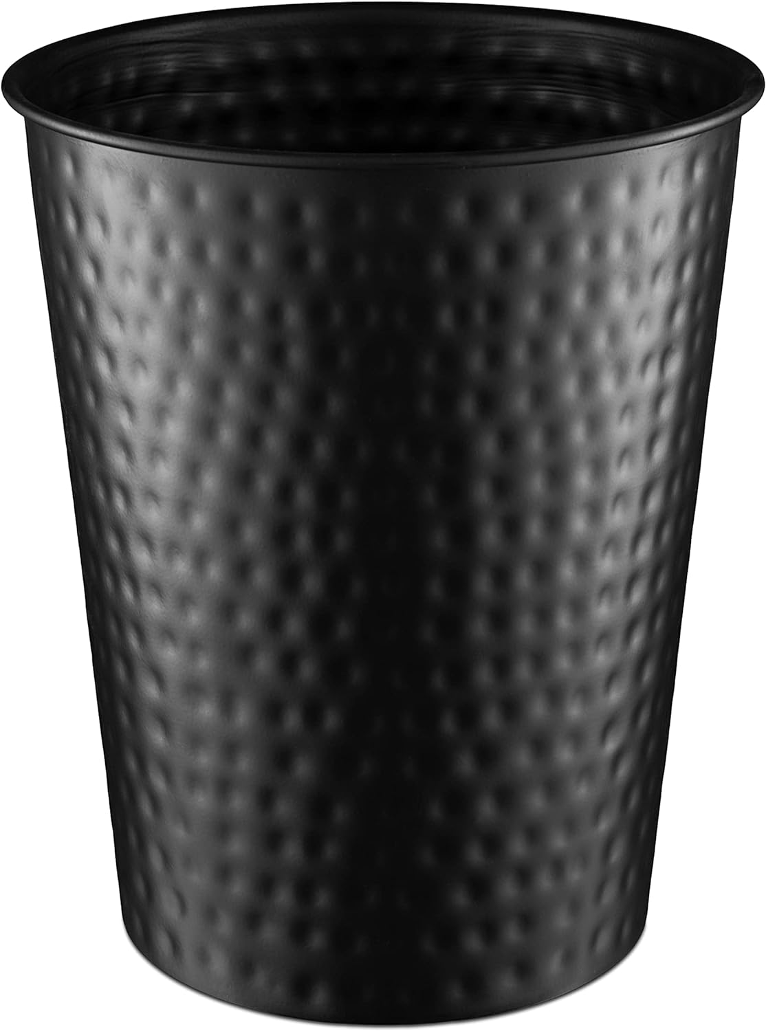 Monarch Abode Black Hand Hammered Metal Wastebasket for Home Office Bedroom, Decorative Waste Basket, Modern Bathroom Garbage Can, Durable & Decorative Trash Bin, Black Bathroom Trash Can