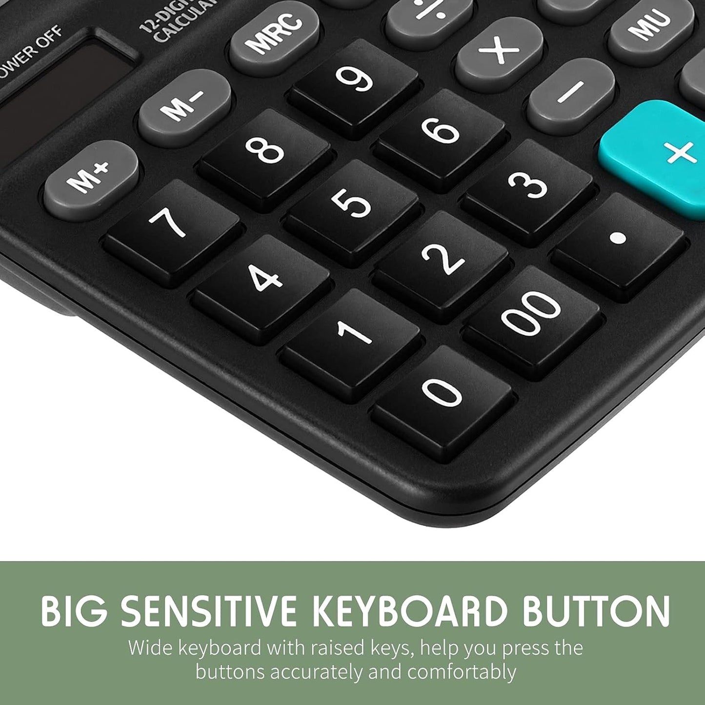 Konohan 8 Pieces 12-Digit Calculator, Solar Basic Desktop Calculator Large Display Electronic Dual Power Handheld for Home Office School(Black)