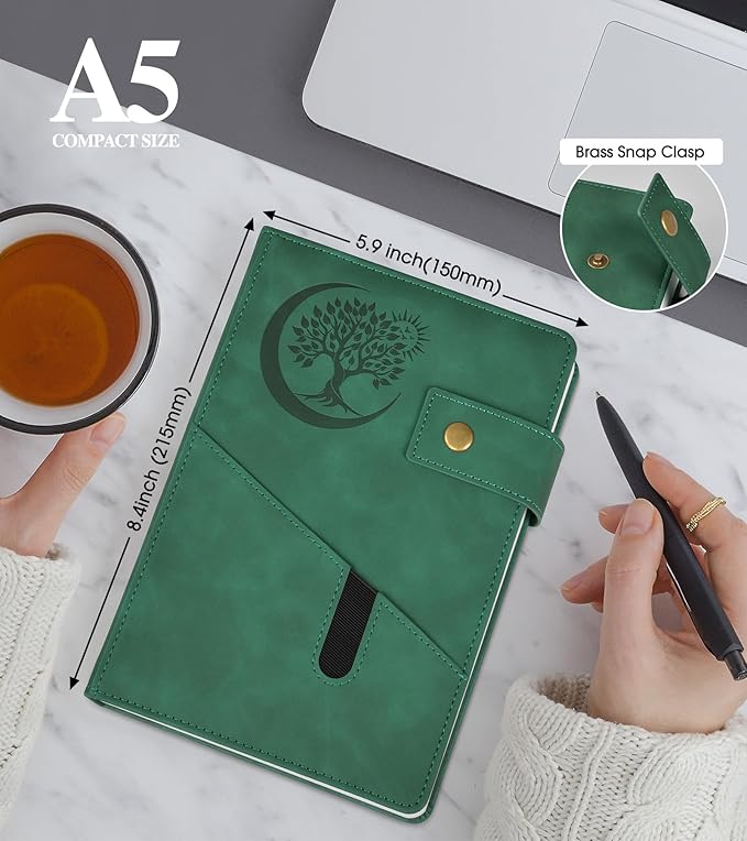 Lined Journal Notebook for Men, A5 Leather Journals for Writing Women, Hardcover Notebooks for Work,School,Note Taking,Travel,Business,Personal daily Diary,200 Page College Ruled (5.9" x 8.4")