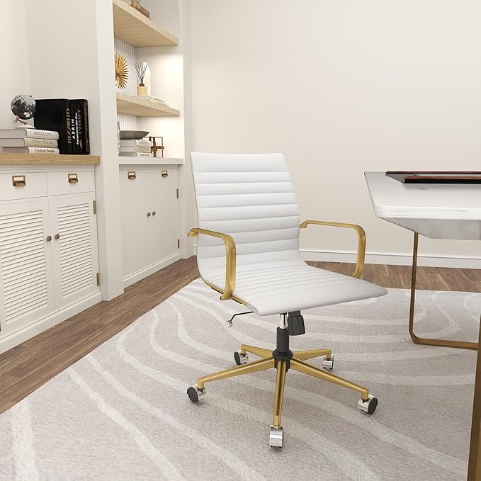 Chair, Desk Computer Chair ，with Armrests ，Ergonomic Office Chair for Home and Office, 17.32 x 22.83 x 35.43 inches, Multiple Colors (Gold White)