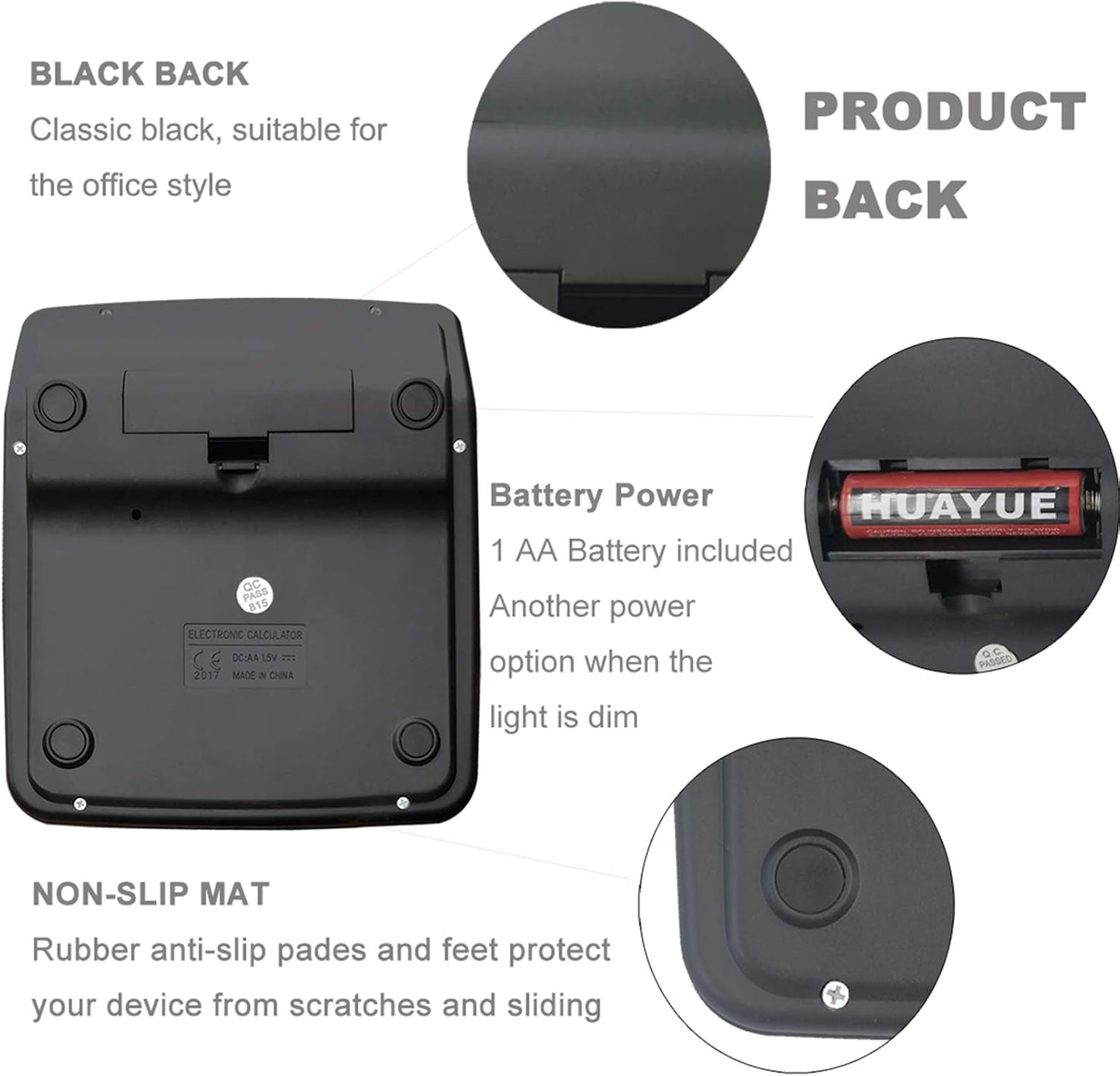 Calculators, Large Button Calculator with Angled LCD Display 12-Digit Dual Power Handheld Desktop Feature for Office, School, Home(Black, Pack of 5)