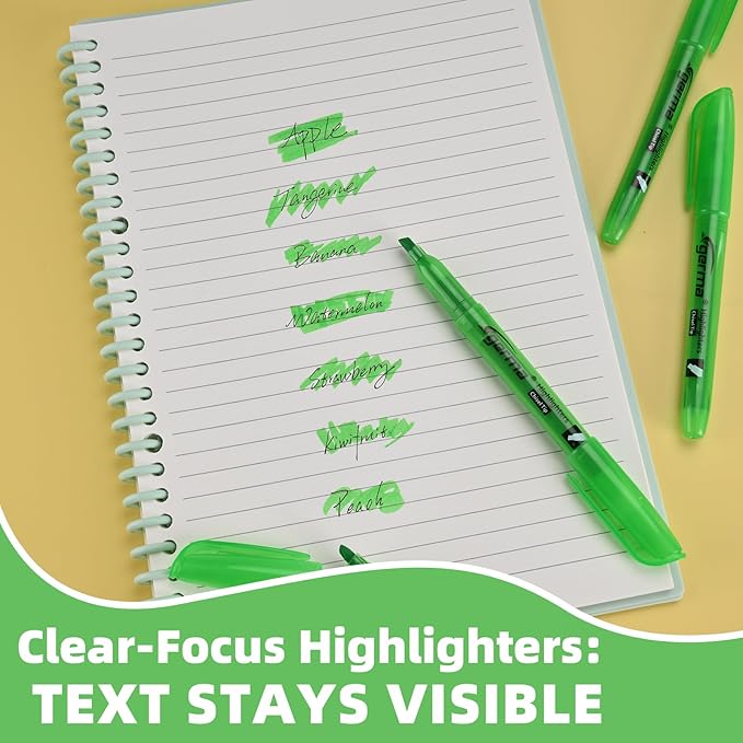 Highlighters 36 Pack, Chisel Tip Green Highlighter Bright Colors,Quickly Drying, Perfect for Students Kids Adults Classroom, School, Office