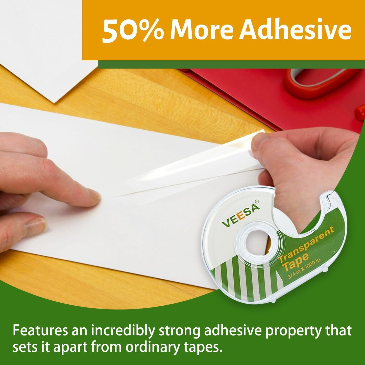 VEESA Transparent Tape with Dispenser, 3/4 x 1000 Inches, 12 Rolls Clear Tapes and Refillable Dispensers, Office Tape Rolls with Dispenser Bulk for Craft Jobs, Home & School Supplies