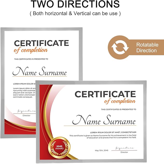 uxcell 2 Pcs Magnetic Sign Holder, 11.7" x 16.5" Self-Adhesive Magnetic Wall Signs Holder Magnetic Picture Frame Document Holder for Home Office Wall Window Displays, Silver