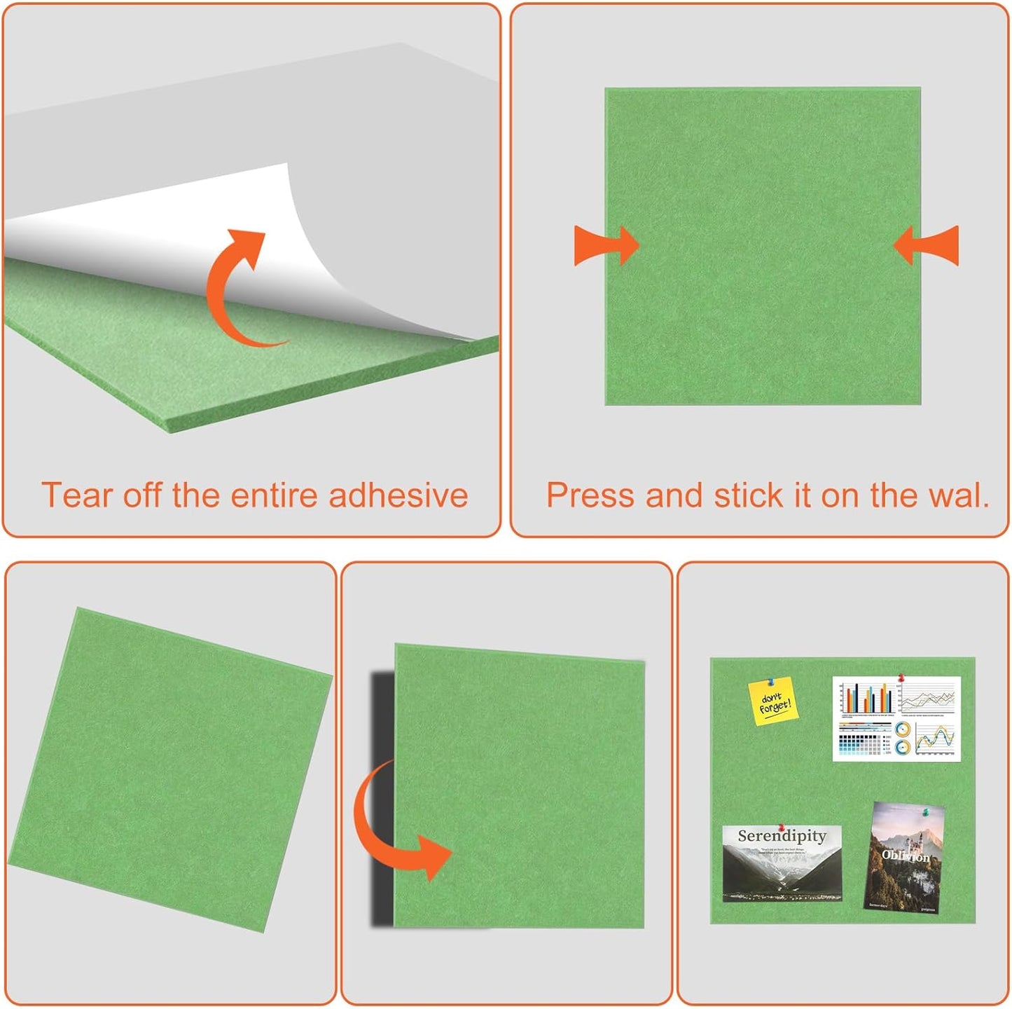 Cork Boards for Walls 48" x 36" Felt Board Alternative, 12 Pack Felt Wall Tiles Bulletin Board, Large Cork Board for Office Pin Board Tack Board Cork Boards