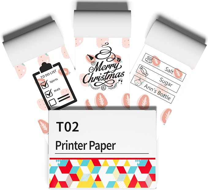 Strawberry Stickers for T02 Mini Printer - Strawberry Sticker Paper Works with T02/M02X/M02L Sticker Printer, Last for 10 Years, Ideal for Journal Photo Study Note, 50mmx3.5m, 3 Rolls