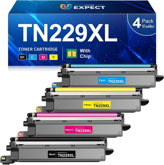 LEMERO UEXPECT Compatible Replacement for Brother TN229XL TN229 TN 229XL High Yield Toner Cartridges for MFC-L3720CDW MFC-L3780CDW HL-L3280CDW Printer, TN229XLBK/C/M/Y 4 Pack