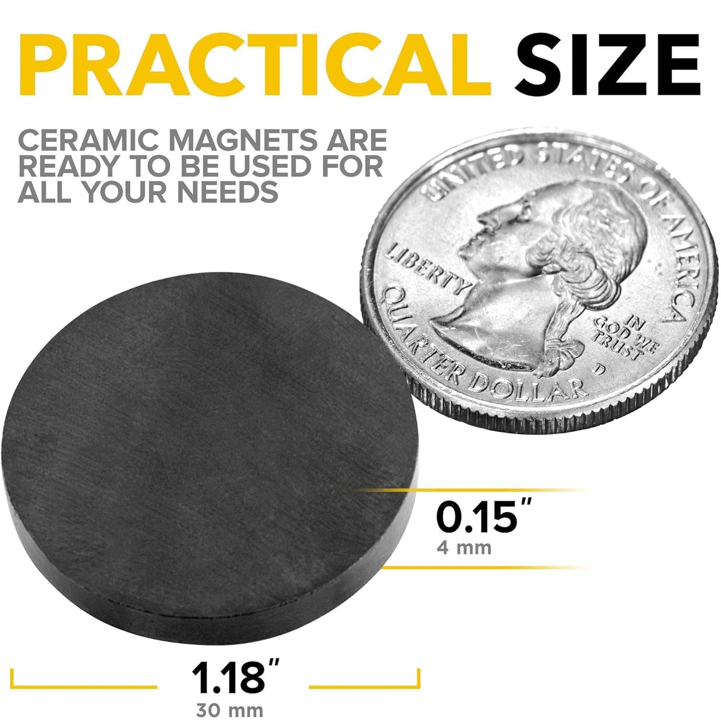 X-bet MAGNET Ceramic Magnets 100 pcs Bigger Size, diamter D30X4mm - Round Disc - Flat Circle Magnets Bulk for Crafts, Science & Hobbies - Perfect for Refrigerator, Whiteboard, Fridge
