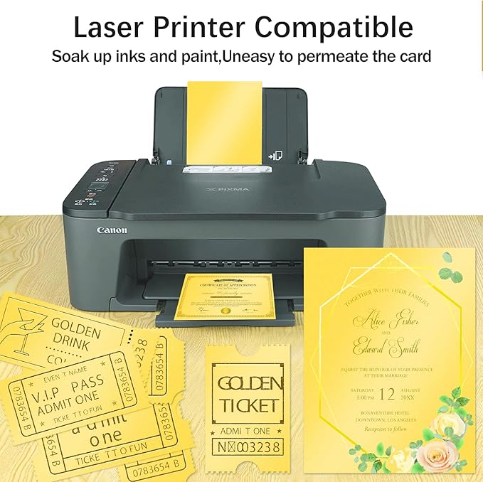 Double Sided Gold Cardstock 8.5 x 11 Metallic Paper, Goefun 100 Sheets 80lb Shimmer Card Stock for Printing, Copy, Invitations, Card Making