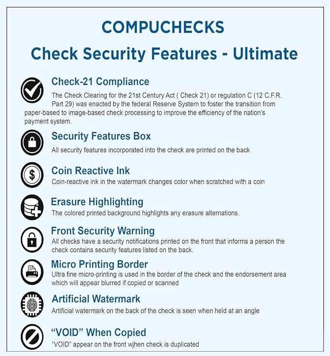 Compuchecks Gold Diamond Blank Check Paper - 500 Pack, 8.5 x 11 Inches, Laser & Inkjet Compatible, Security Business Checks with Voucher