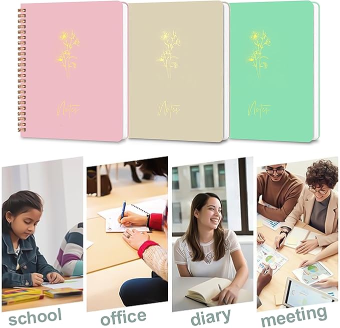 Spiral Notebook Journal For Women & Men College Ruled Notebook With Large Pockets And Lined Pages - Perfect to Stay Organized and Boost Productivity at Work or Note Taking (Off-White)