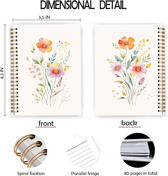 Vintage Wild Flower Botanical Plant Notebook 01,Rustic Spring Floral Cottagecore Notebook Journal for Work Office School Student Teacher,Hardcover Spiral Notebook 5.5x8.3