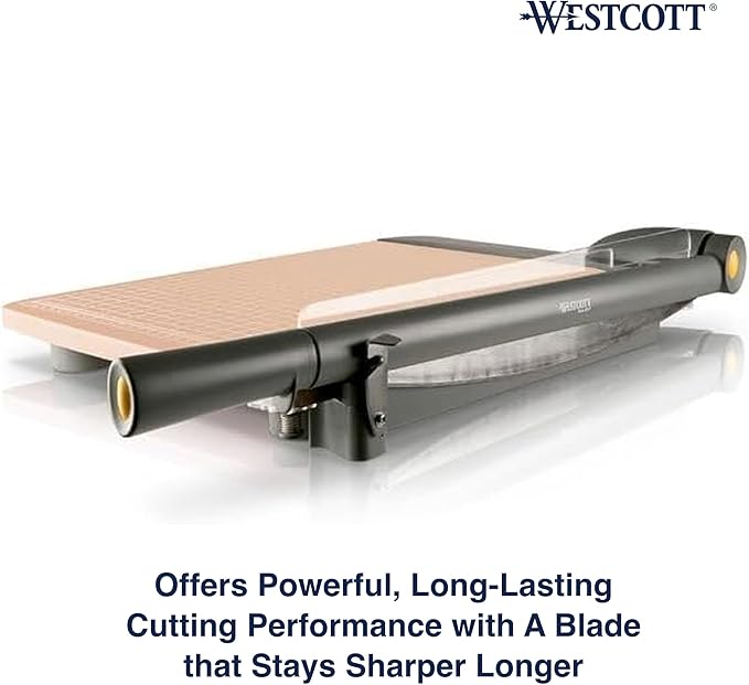 Westcott TrimAir Guillotine Paper Cutter, Paper Trimmer with Sharp and Durable Titanium-Bonded Blade, Maximum Safety Features, 18-Inch, Back to School, School Supplies, Classroom