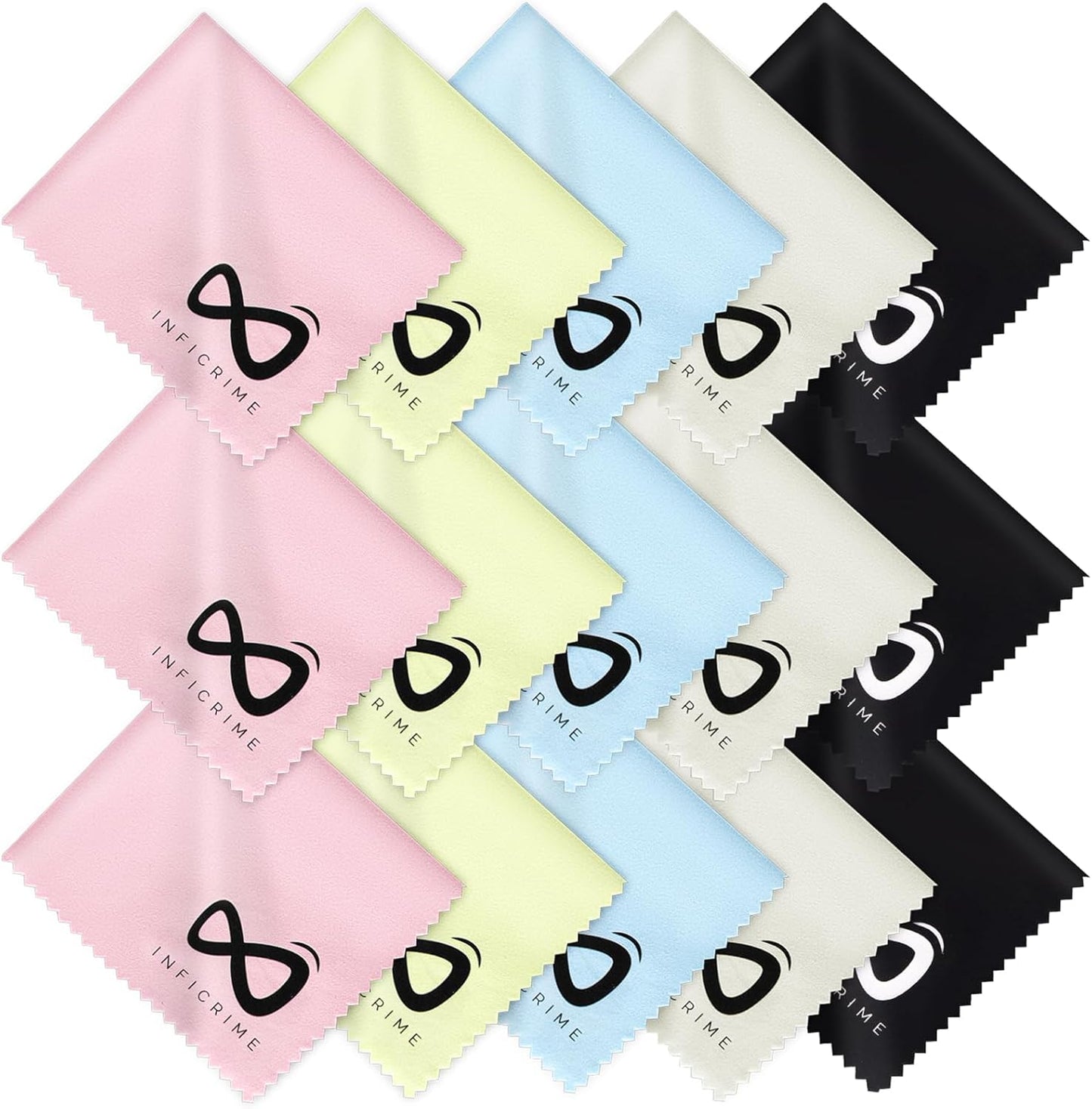 Microfiber Glasses Cloth 15 Pack (6x7 Inch) - 5 Assorted Colors - Premium Soft Scratch-Free Cleaning for Eyeglasses, Screens, Phone, Camera Lenses & Electronics