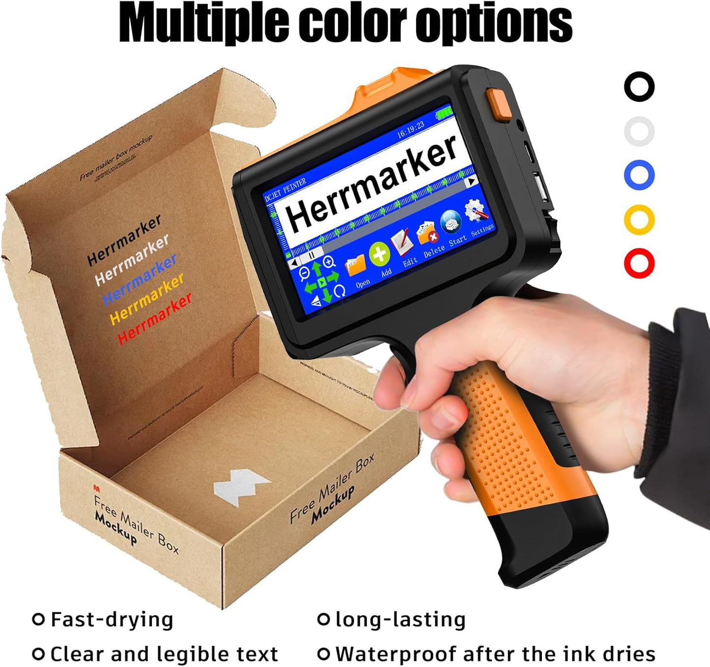 Original New 42ml Quick Dry Ink Cartridge, Replacement Compatible for 0.5inch/12.7mm Handheld Inkjet Printer TIJ314/TIJ990/T1000 (Black)