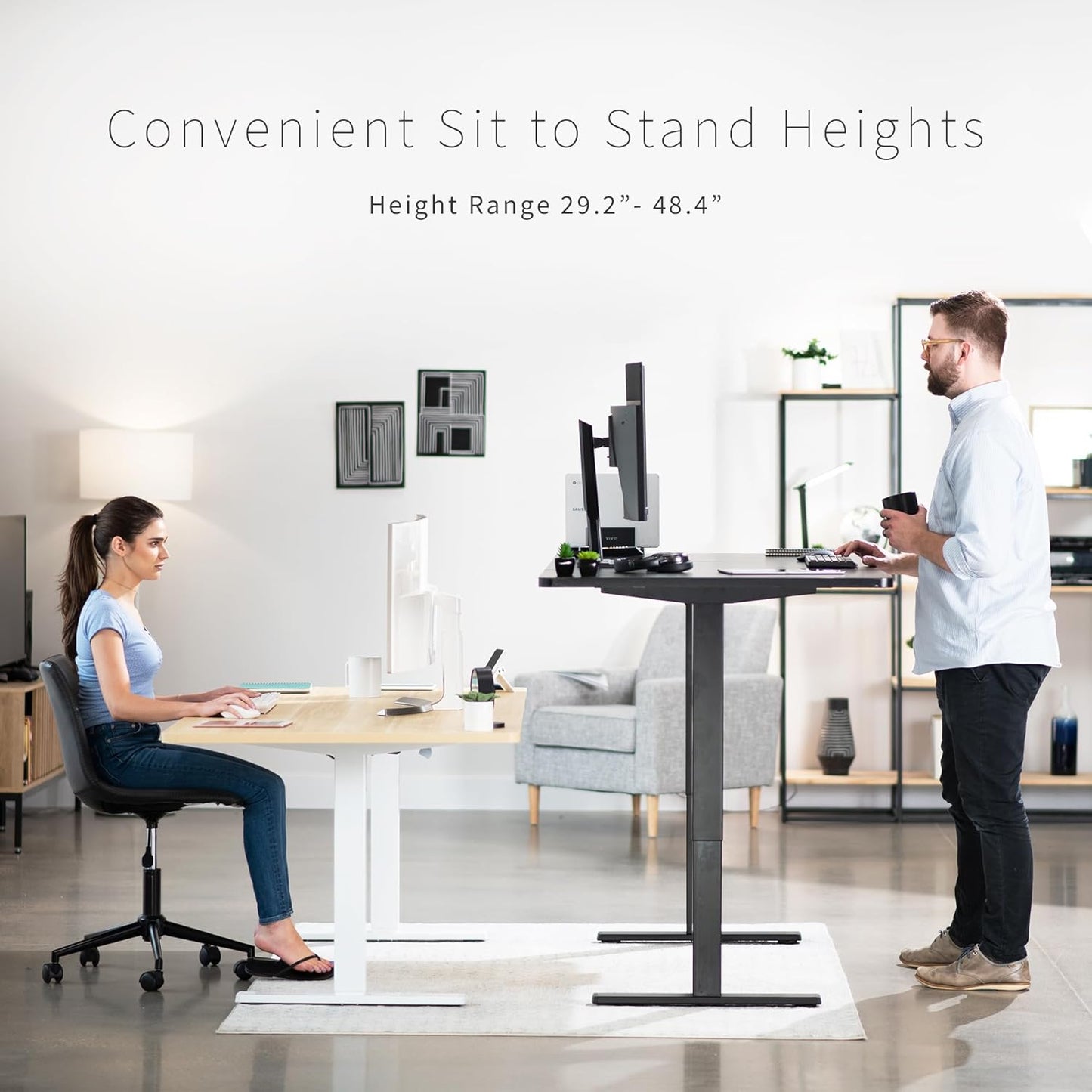 VIVO Electric 71 x 36 in Standing Desk, Memory Height Adjustment, 1B Series, Black Top White Frame, DESK-KIT-1W7B-36