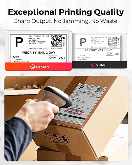 MUNBYN Thermal Direct Shipping Labels, 4x6 Labels for Thermal Printer, 500 Sheets/1 Rolls, Commercial Grade