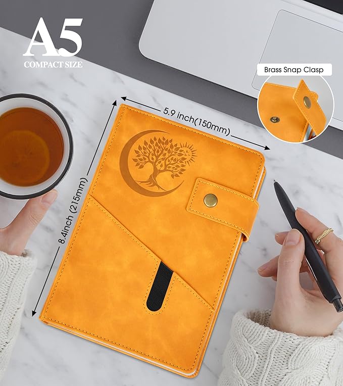 Lined Journal Notebook for Men, A5 Leather Journals for Writing Women, Hardcover Notebooks for Work,School,Note Taking,Travel,Business,Personal daily Diary,200 Page College Ruled (5.9" x 8.4")