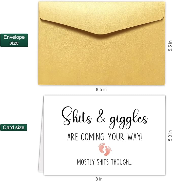 Funny Baby Shower Card for New Parents, New Baby Card for New Dad New Mom, Pregnancy Congratulations Card for Couple, Shits & Giggles Are Coming Your Way
