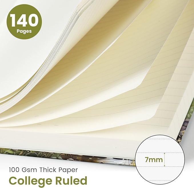 Lined Spiral Journal Notebook for Women, Cute A5 College Ruled Hardcover Notebook for Work & Note Taking, Aesthetic Pretty Journal for Writing, 140 Pages, Autumn Creek