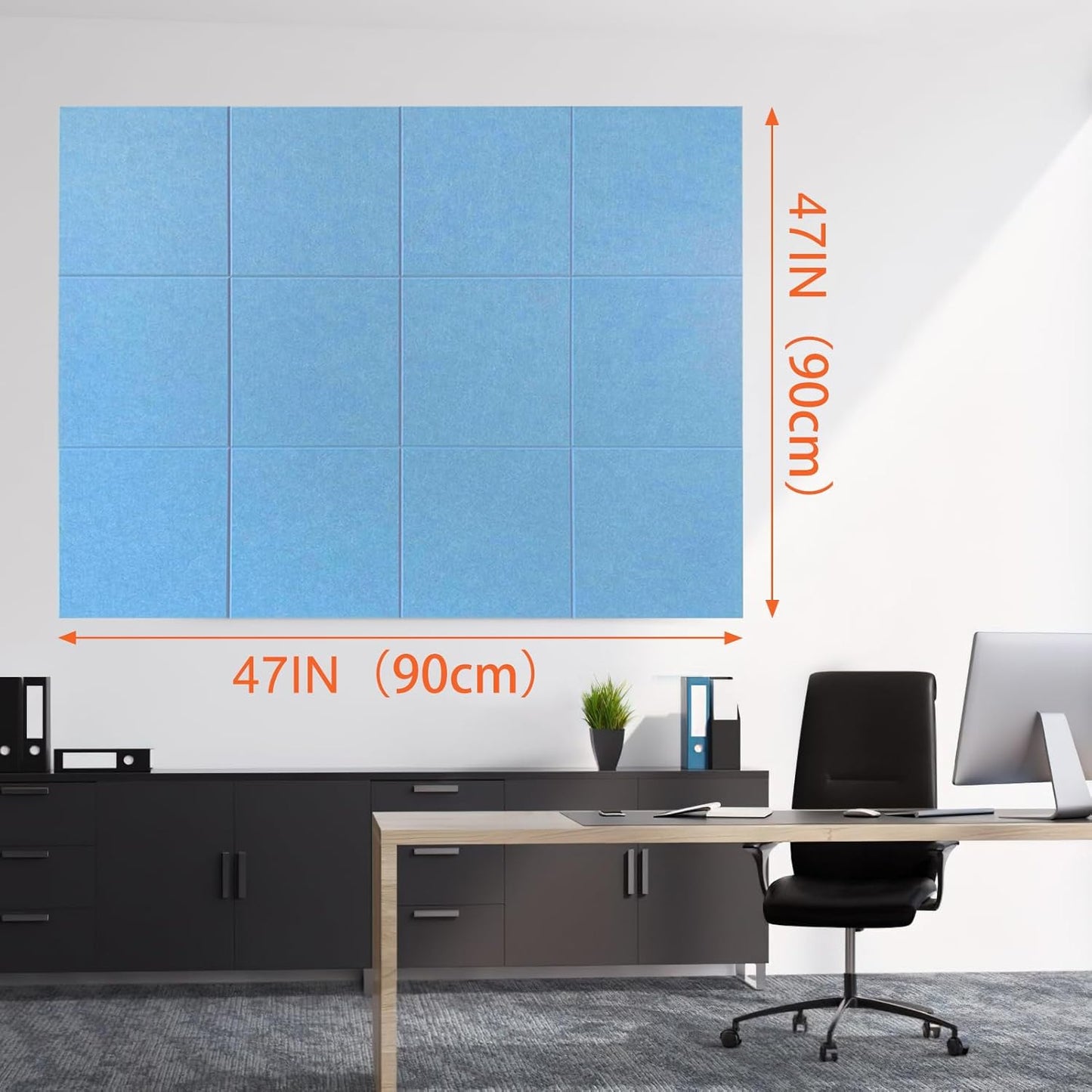 Cork Boards for Walls 48" x 36" Felt Board Alternative, 12 Pack Felt Wall Tiles Bulletin Board, Large Cork Board for Office Pin Board Tack Board Cork Boards