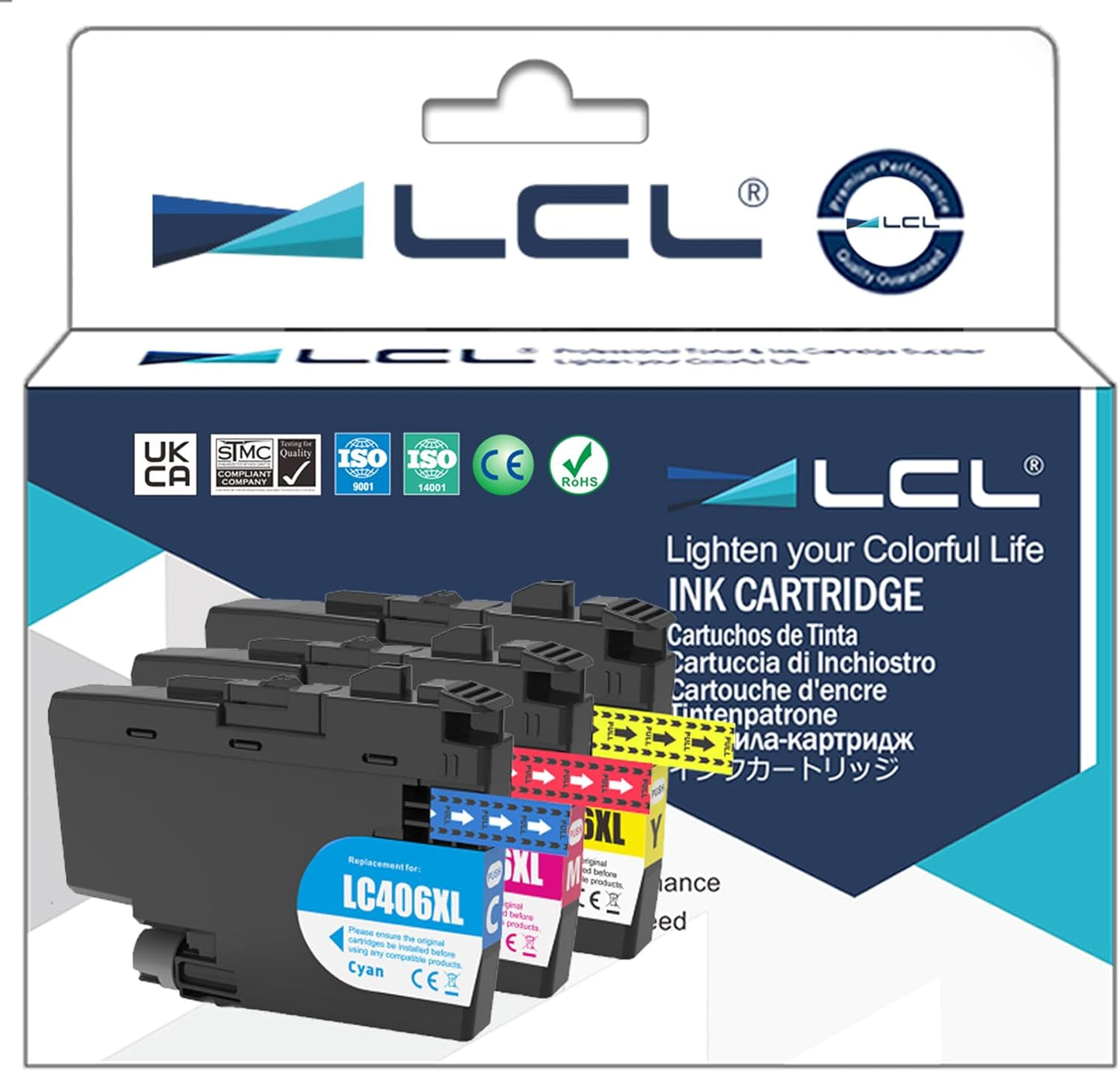 LCL Compatible LC406 LC406XLCS,LC406XLMS,LC406XLYS 3-Color High Yield Pigment Ink Cartridge Replacement for Brother MFC-J4335DW MFC-J4345DW MFC-J4535DW MFC-J5855DW MFC-J5955DW MFC-J6555DW MFC-J6955DW