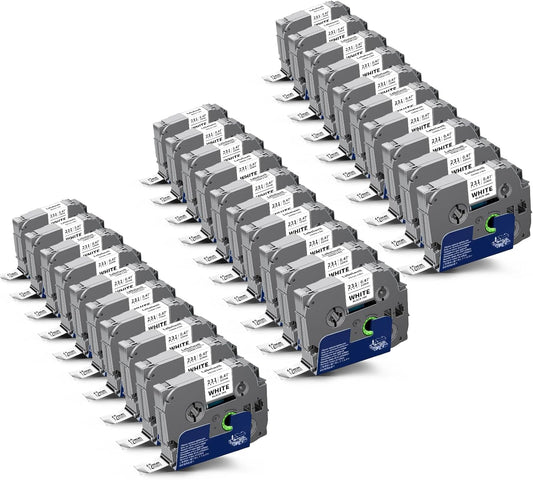 Value Pack TZe TZ Tape 12mm 0.47" Laminated Black on White Compatible for Ptouch Tape 1/2 Inch Refills for P Touch PT-H110 D210 D220 D400 D600 Label Maker, 30-Pack