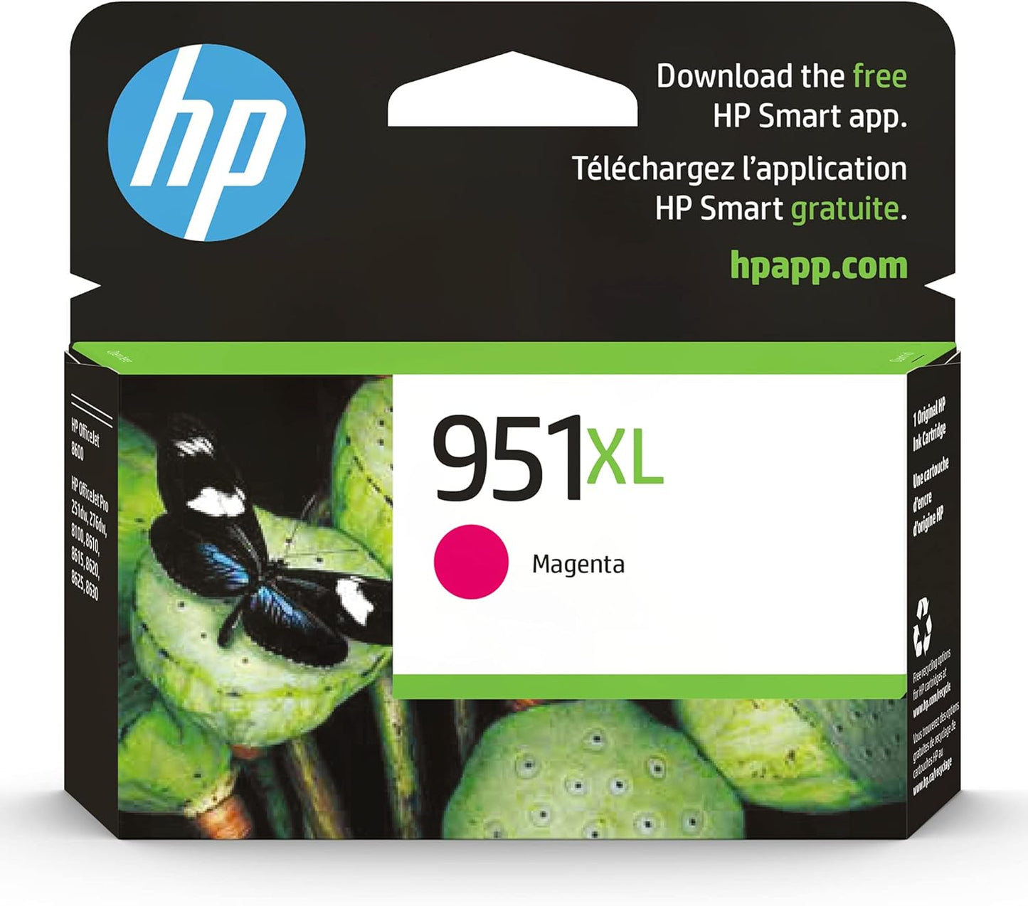 HP 951XL Magenta High-yield Ink Cartridge for HP Printers | Works with Printer Series: OfficeJet 8600, Pro 251dw, 276dw, 8100, 8610, 8620, 8630 | Eligible for Instant Ink | CN047AN