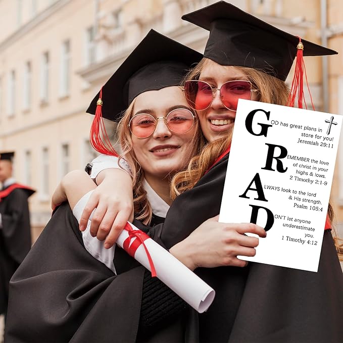 Christian Graduation Congratulations Card – Inspirational Graduation Gifts for 2025 – Good Luck Card, Bible Verses Congratulations Gift, Christian Graduation Decorations