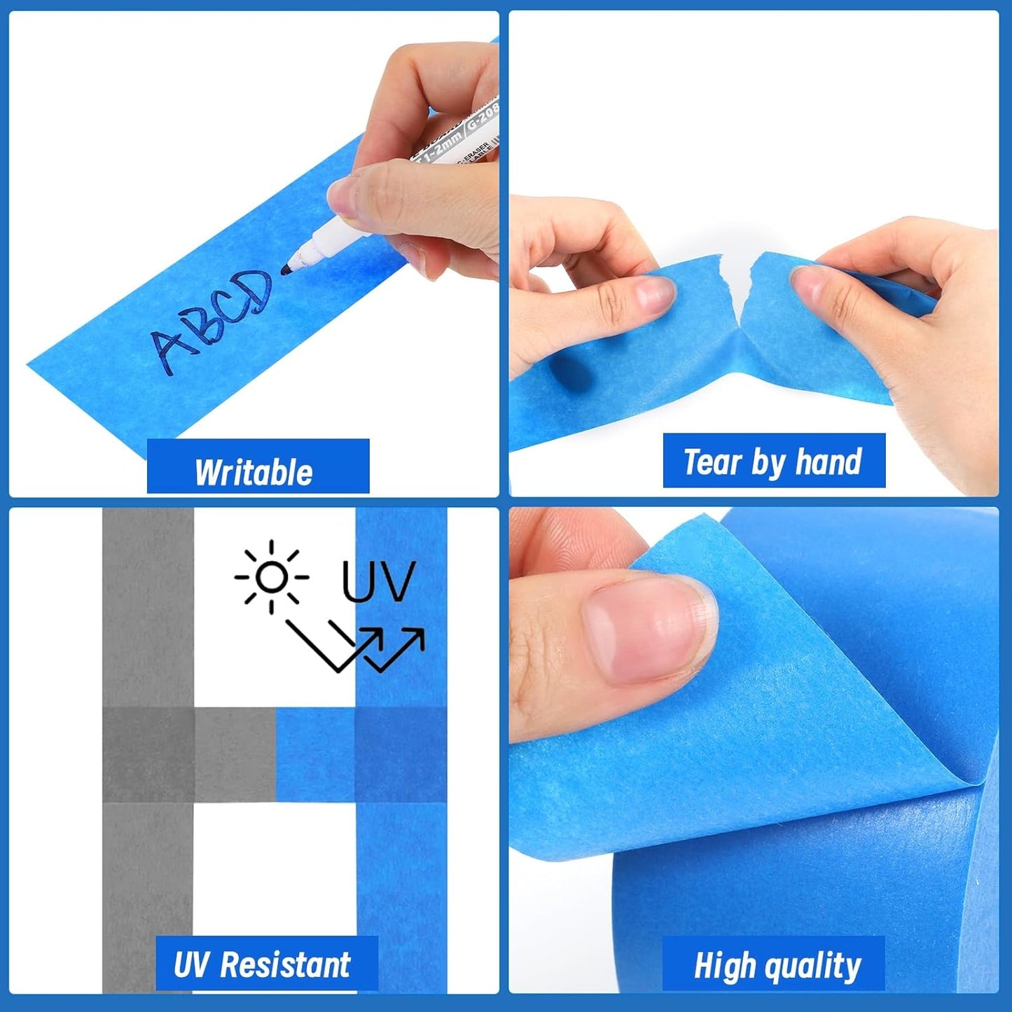 5 Rolls Painters Tape 2 Inch Wide, Blue Painters Tape Bulk 1.89In × 55Yd × 5 Rolls Blue Tape, Multi-Surface Masking Tape for Wall Painting Edge Treatment DIY Crafts, Total 275 Yards