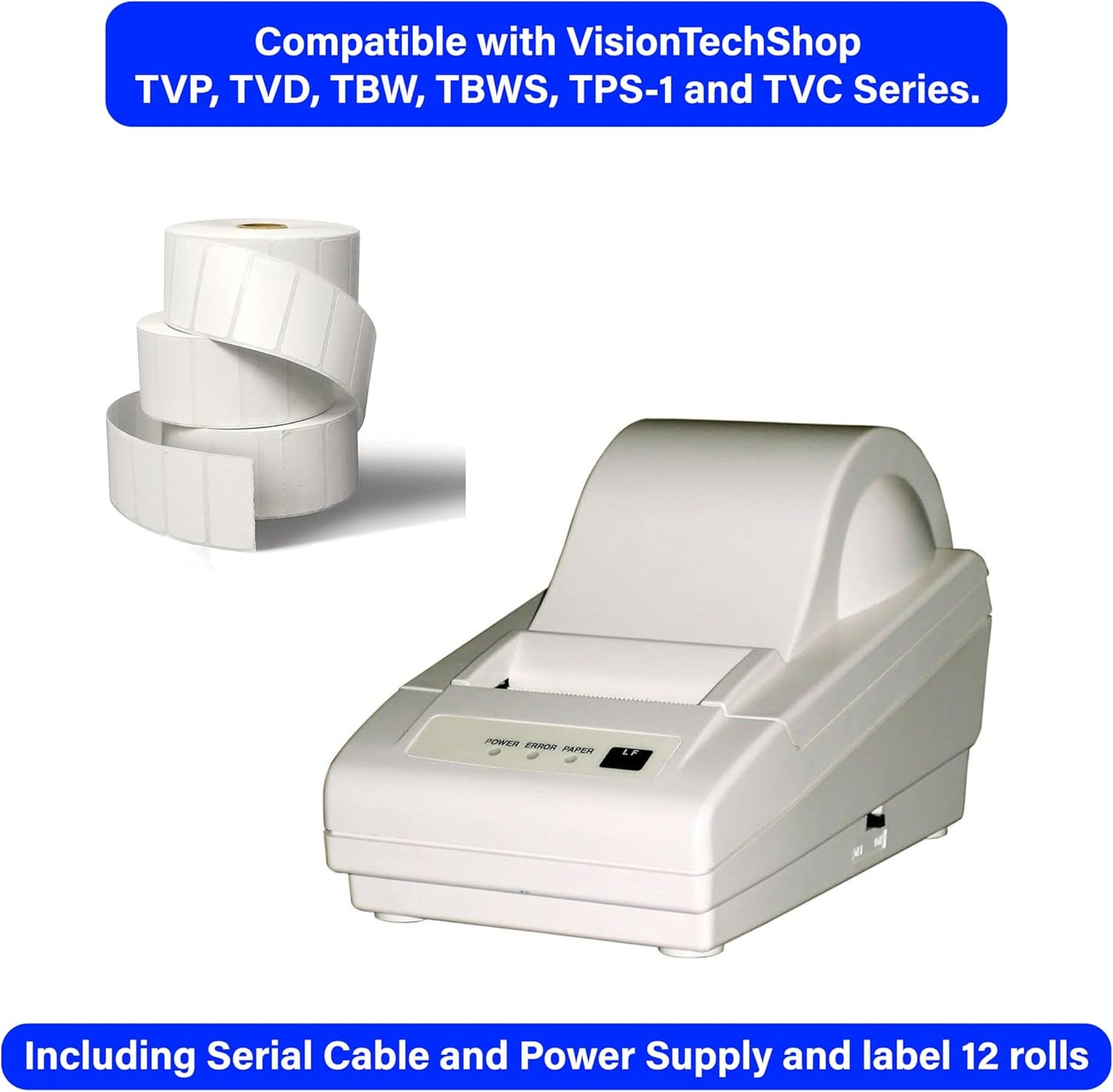 VisionTechShop DLP-50 Label Printer for VisionTechShop TVP, TVD, TBW, TBWS, TPS-1 and TVC Series, 1 Case of Labels LST-8060