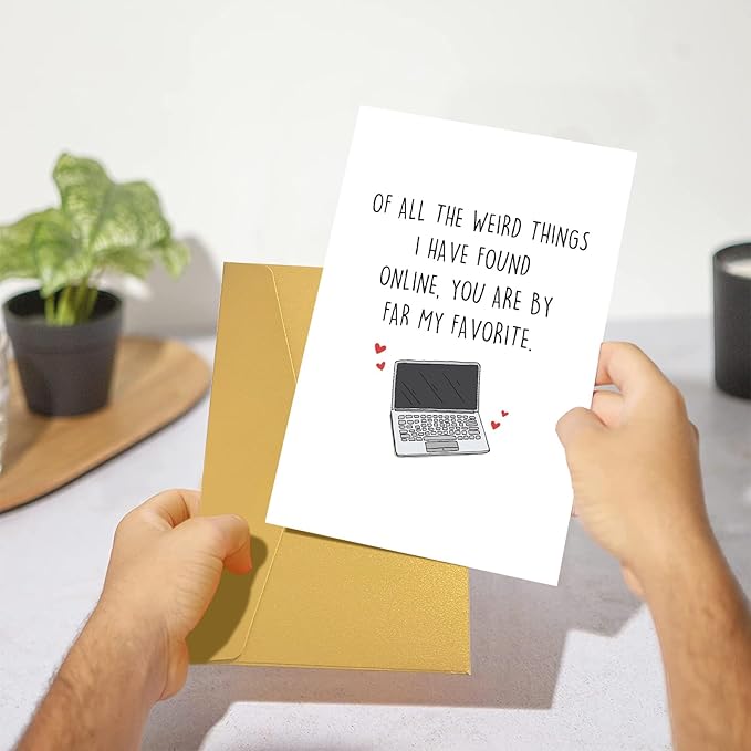 Funny Online Dating Love Card, Internet Dating Anniversary Card, Valentines Day Card for Him Her, 1 Year Anniversary Card for Online Lover