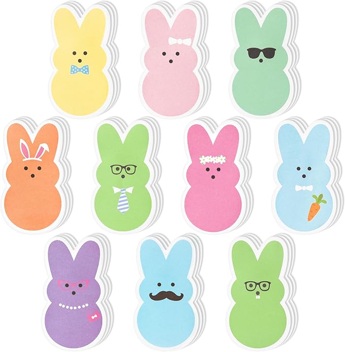 ANGOLIO Easter Bunny Sticky Notes - 30 Pack Easter Candy Bunny Sticky Notes Total 600 Sheets Colorful Bunny Carrot Rabbit Ears Sticky Memo Pads for Sunday School Kids Class Party Favors Goodies Bag