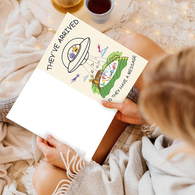 Cute Alien Themed Birthday Card Gift for Him, Her, Women Men, Husband, Wife, Boyfriend, Girlfriend, Son, Daughter – Fun Gift for Sci- Fi Lovers and Humor Enthusiasts