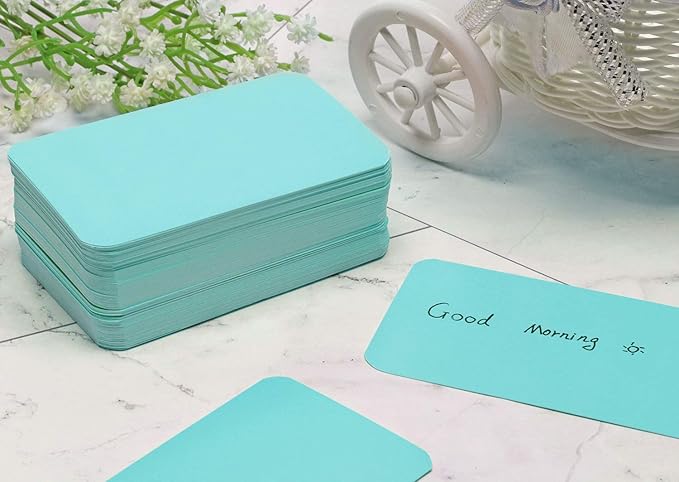 Penta Angel 100 Pcs Mini Paper Blank Gift Notes Cards DIY Craft Small Word Business Message Cards (Light Blue)