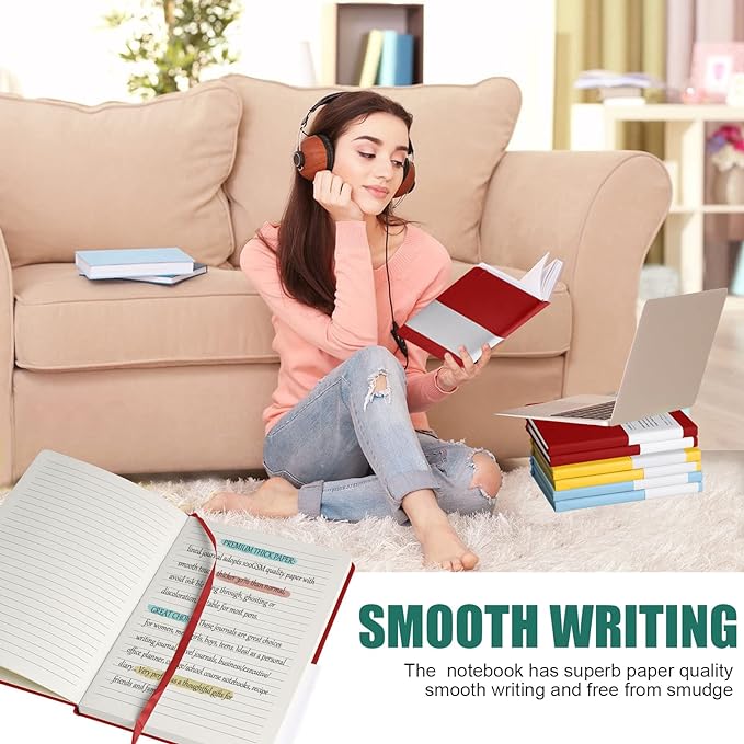 Lined Journal Notebook, 10Pack(Red), 160 Pages, Medium 5.7 inches x 8 inches - 100 gsm Thick Paper, Hardcover