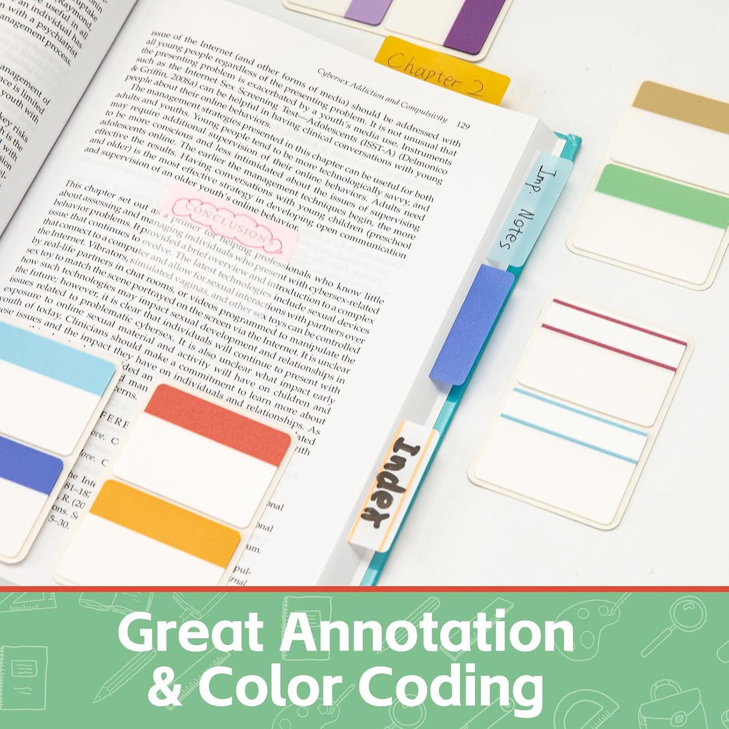 KICNIC 2 Inch New Sticky Tabs Index Tabs 960 Pieces, Colored Reading Tabs Self Adhesive, Arrow Flags Pages Markers for Binder, Books, File Folders and Notebook [12 Colors] Writable, Repositionable