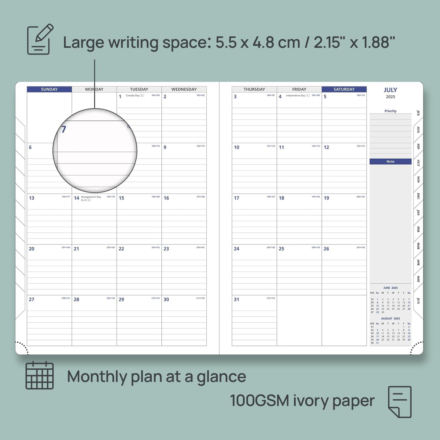 POPRUN Academic Planner 2025-2026, 8.5'' x 11.25'', Quarter-Hourly Appointment Book (July 2025-June 2026) with PU Leather Soft Cover, Dual Pockets, Monthly Tabs, 100GSM Thick Paper - Cornflower