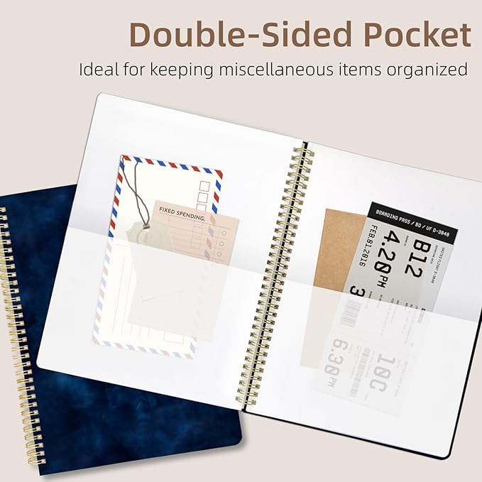 Cute Spiral Notebook journal A4 Aesthetic Pretty Design for Women Girls Kawaii with Pocket, 8.5 x 11 inch, Graph, Blue Moon