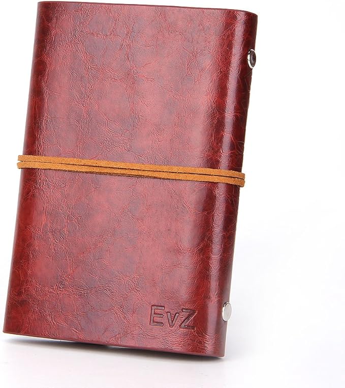 EvZ Vintage Red Brown PU Leather Cover Loose Leaf Blank Notebook Journal Diary Gift