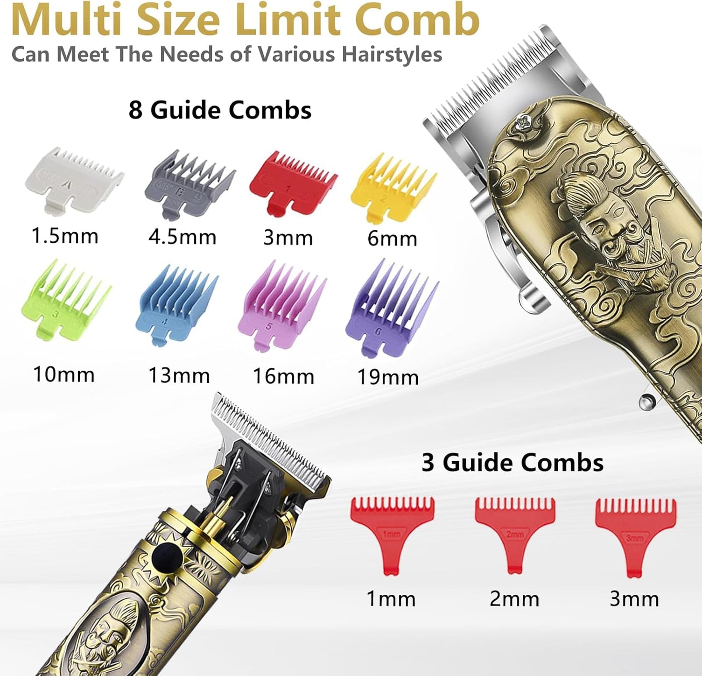 Soonsell Professional Hair Clippers for Men Cordless， Mens Clippers and Grooming Set，Electric Shavers, Clippers and T-Blade Trimmers Set，Hair Cutting Kit LCD Display（Bronze