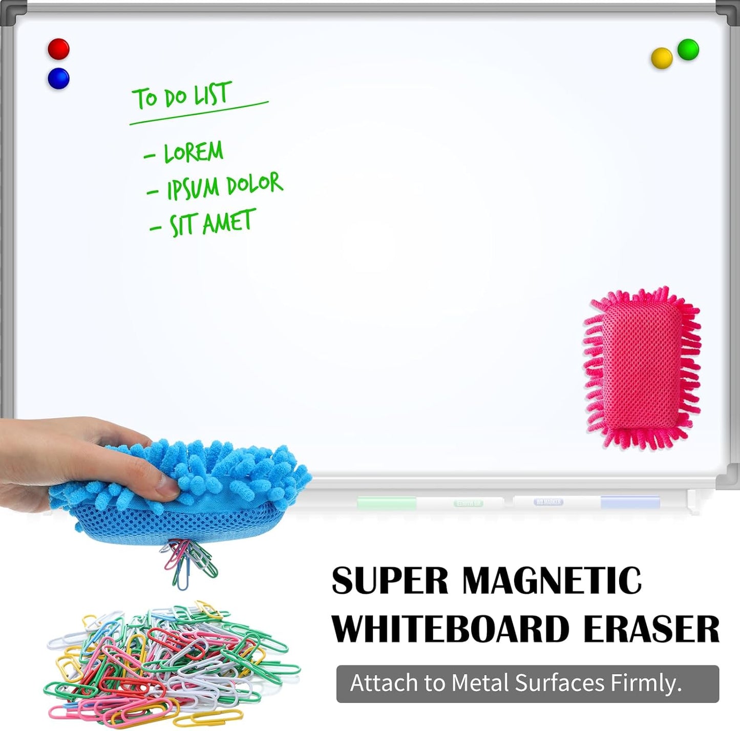 Sherr 36 Pcs Microfiber Shag Magnetic Erasers Bulk Washable Dry Erase Whiteboard Erasers for Whiteboard, Chalkboard, and Memo Boards Marker, Chalk Mark, Home School Classroom Office (Bright Color)