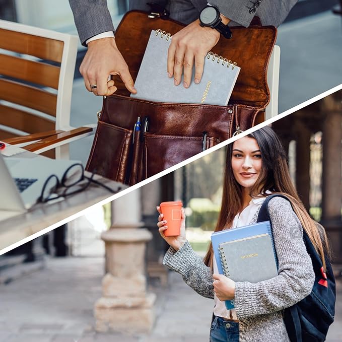 Spiral Notebook College Ruled Soft Cover Suede Aesthetic Note book 160 Pages 8.5" x 6.34" For Work Note taking,Journals For Writing School Office With Double-Sided Pocket,100GSM Thick Paper