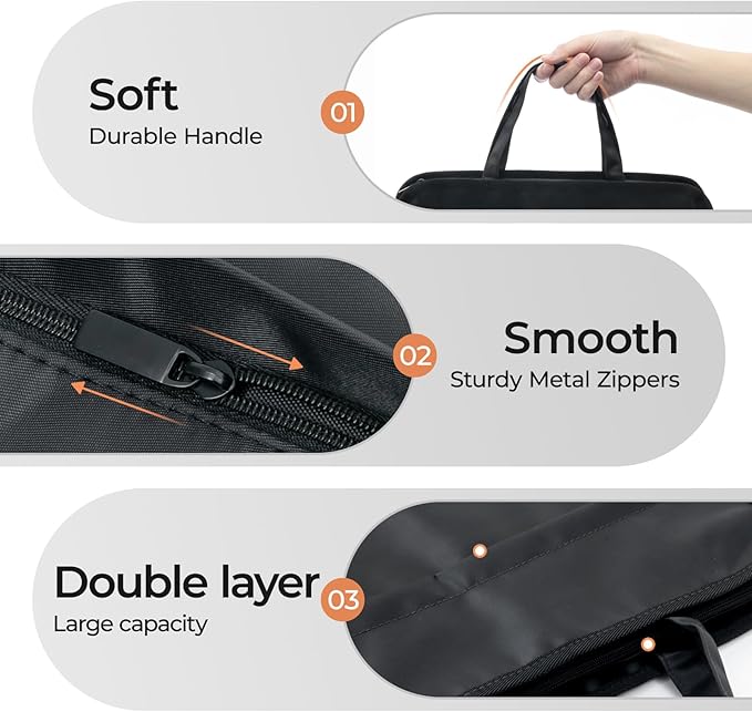 M&G Oxford Zipper Document Bag, Double Layer Waterproof Handle Document Tote Bag for Carrying Paper Documents Books Computer 1 Pack (Black)