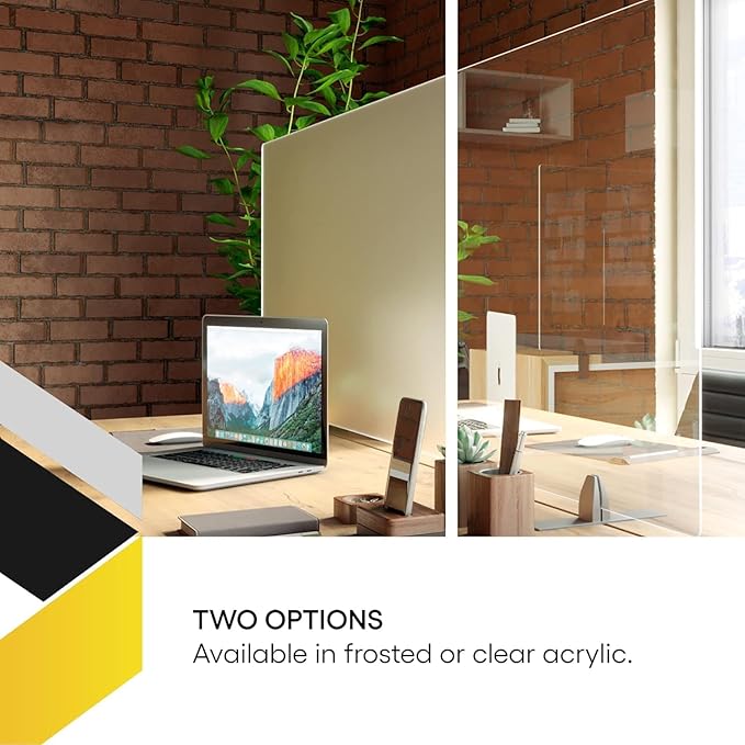 OBEX Acrylic Free Standing Screen, Divider for Desk Privacy Home & Office Partitions for Table Top Workstation, Portable Cubicle Panel for Work, 12" x 60", Frosted