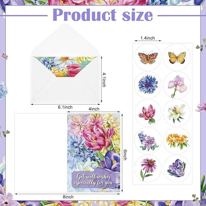 50 Pack Religious Get Well Cards with Scripture Assorted Bible Verse 4 x 6 Inch Affirmation Inspirational Christian Flower of Nature Photography Wishing You Well Greeting Cards with Envelopes