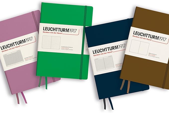 LEUCHTTURM1917 - Notebook Hardcover Medium A5-251 Numbered Pages for Writing and Journaling - Thinking Ahead (Ruled Paper, Deep Sea)