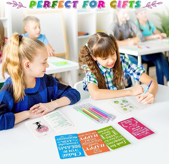 24 Pcs Mini Inspirational Notebooks Bulk with 24 Pcs Colorful Pens, Small Pocket Journal Notepads Set, Motivational Bulk Gifts for Women Men Teacher Student Kids, Fun School Office Supplies,3.5"x5.5"