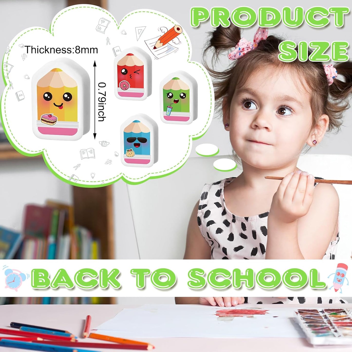 PerKoop 60 Pcs Mini Erasers for Kids Cute Pencil Erasers Bulk Welcome Back to School Gifts for Students Classroom Rewards Prizes Party Favors